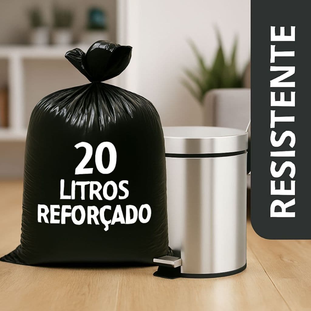 Saco De Lixo 20 Litros Reforçado Forte Grosso Cor Preto