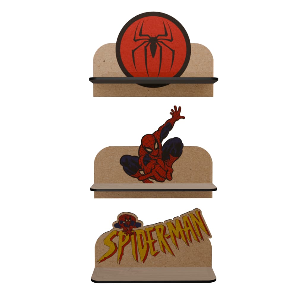 Kit Prateleiras Spider Man Homem Aranha 32x20cm Suporte Organizador para quarto sala