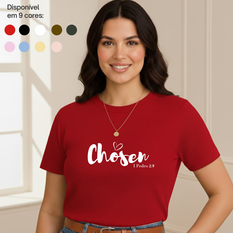 Blusa Basica Feminina de algodão CRISTÃ "CHOSEN"