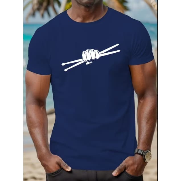 Camiseta Masculina Estampa "BAQUETAS BATERISTA" Estilosa e Confortável Algodão