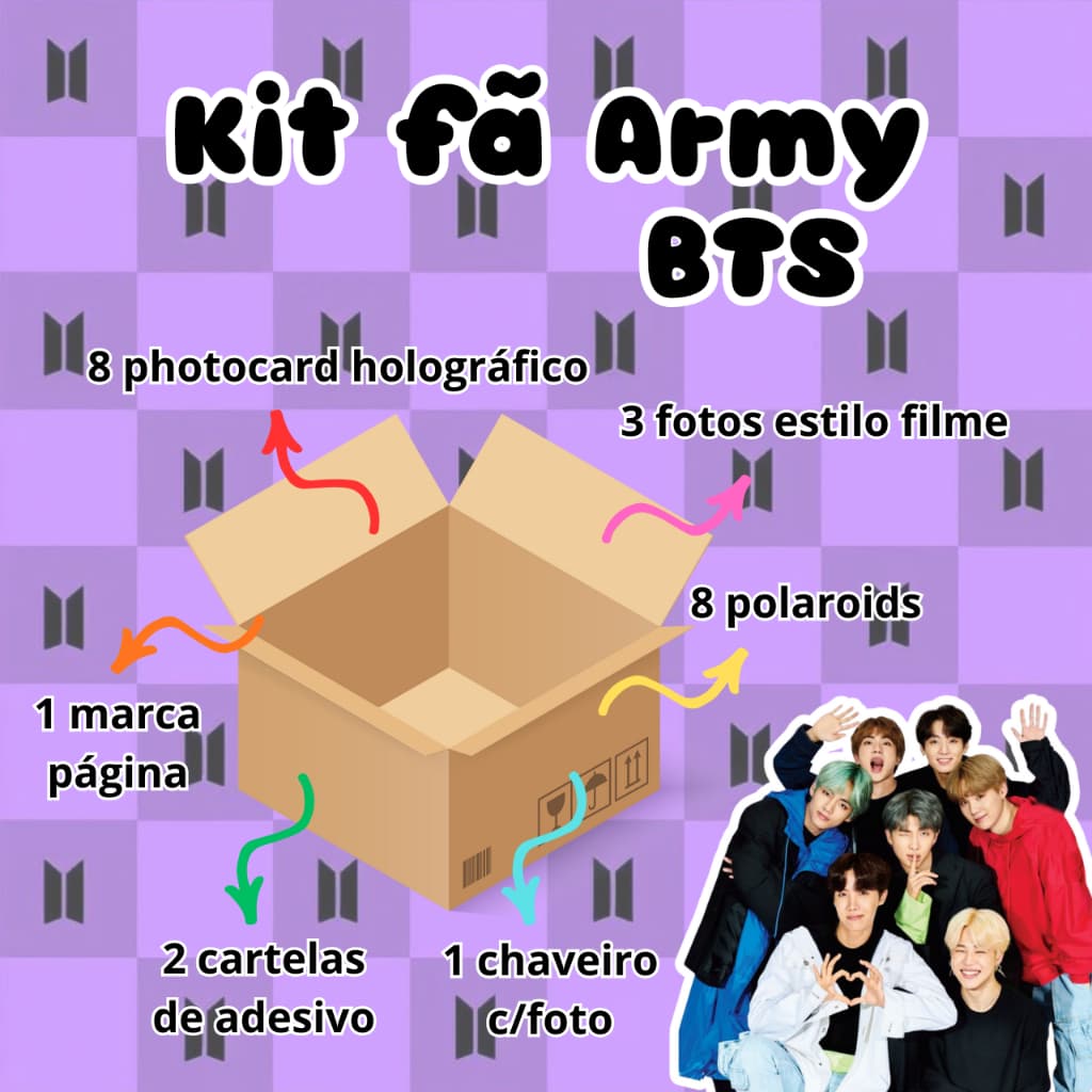 Kit Fã Personalizado BTS  - Army -  Bangtan Boys - Até 94 itens exclusivos