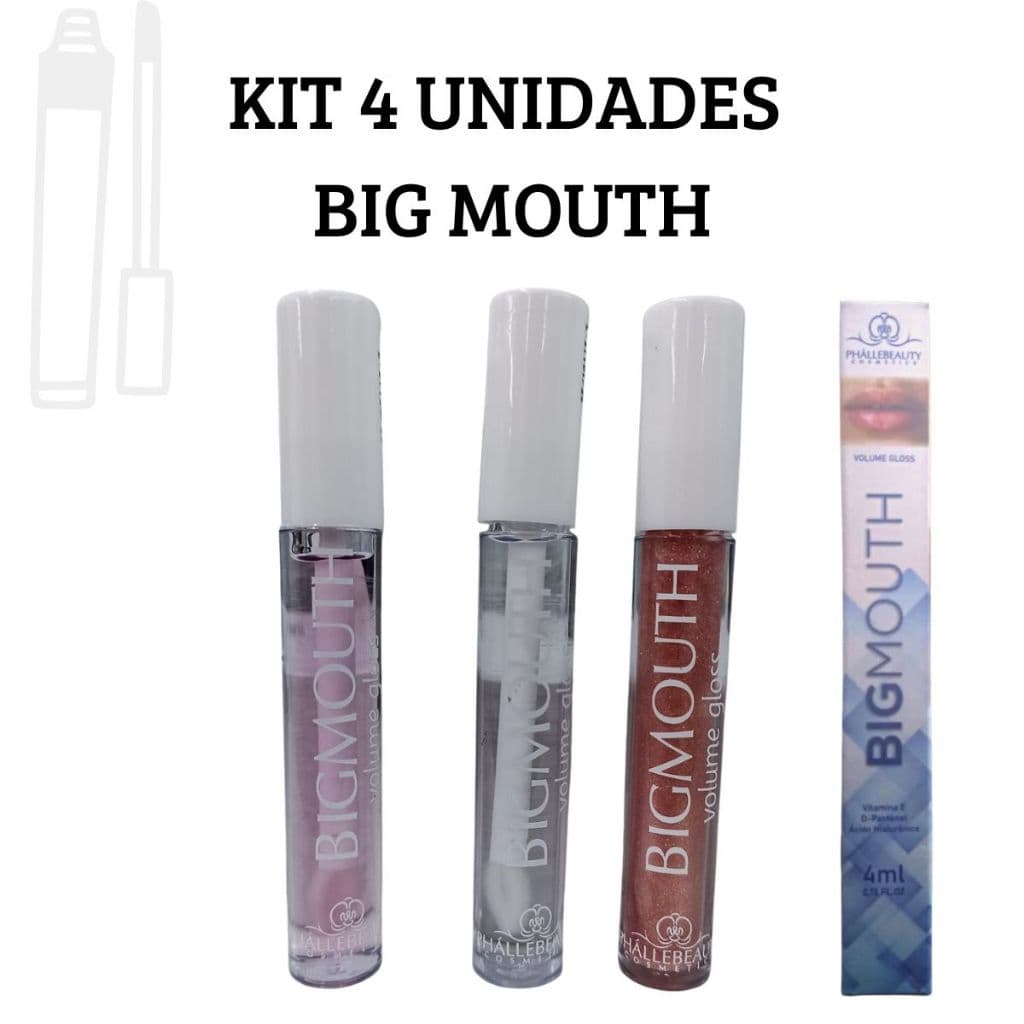 Kit 4 Unidades Big Mouth Revenda Gloss Labial Efeito Boca Grande 4ml