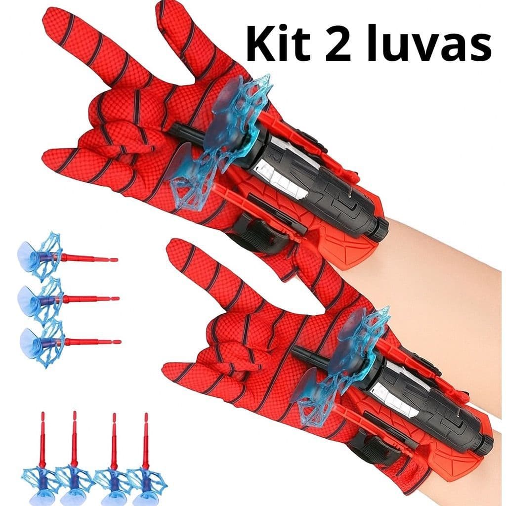 Kit 2 Luvas Lança Teia Homem-Aranha criança menino
