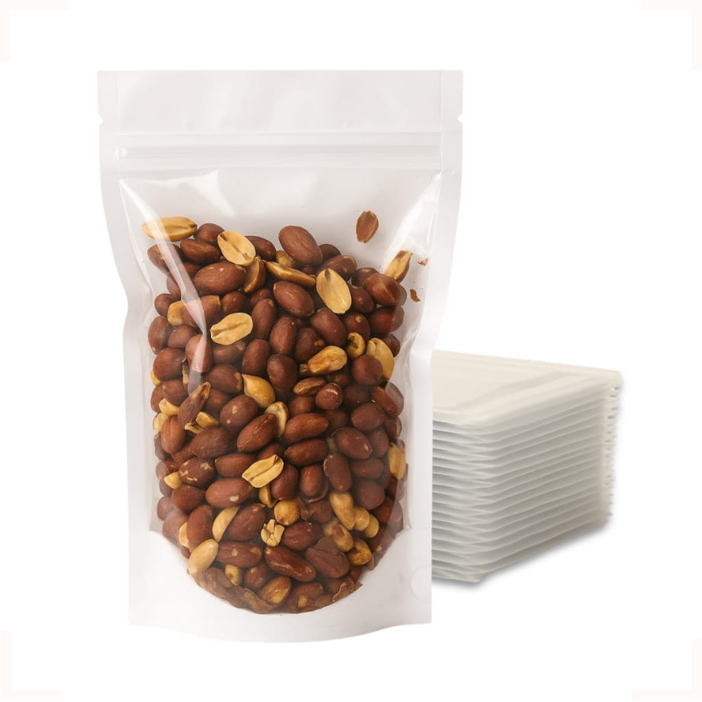 Embalagem Stand Up Pouch Branca 12x19,5cm c/ Visor Kit 25 até 100 Und