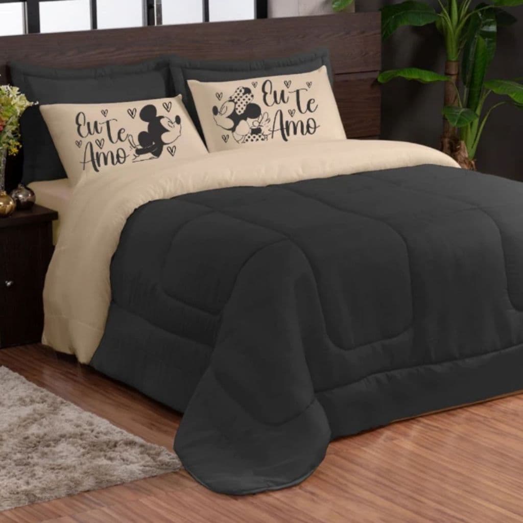 Kit 3 Peças Edredom Dupla Face Casal Queen com Estampada Casal