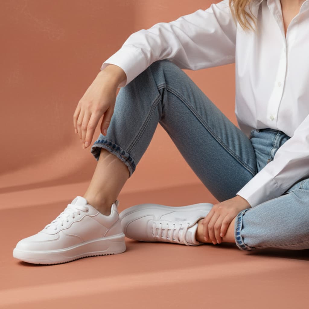 Tenis Branco Feminino Minimalista Casual Sola Macia Palmilha Gel Leve Confortável Academia Estiloso