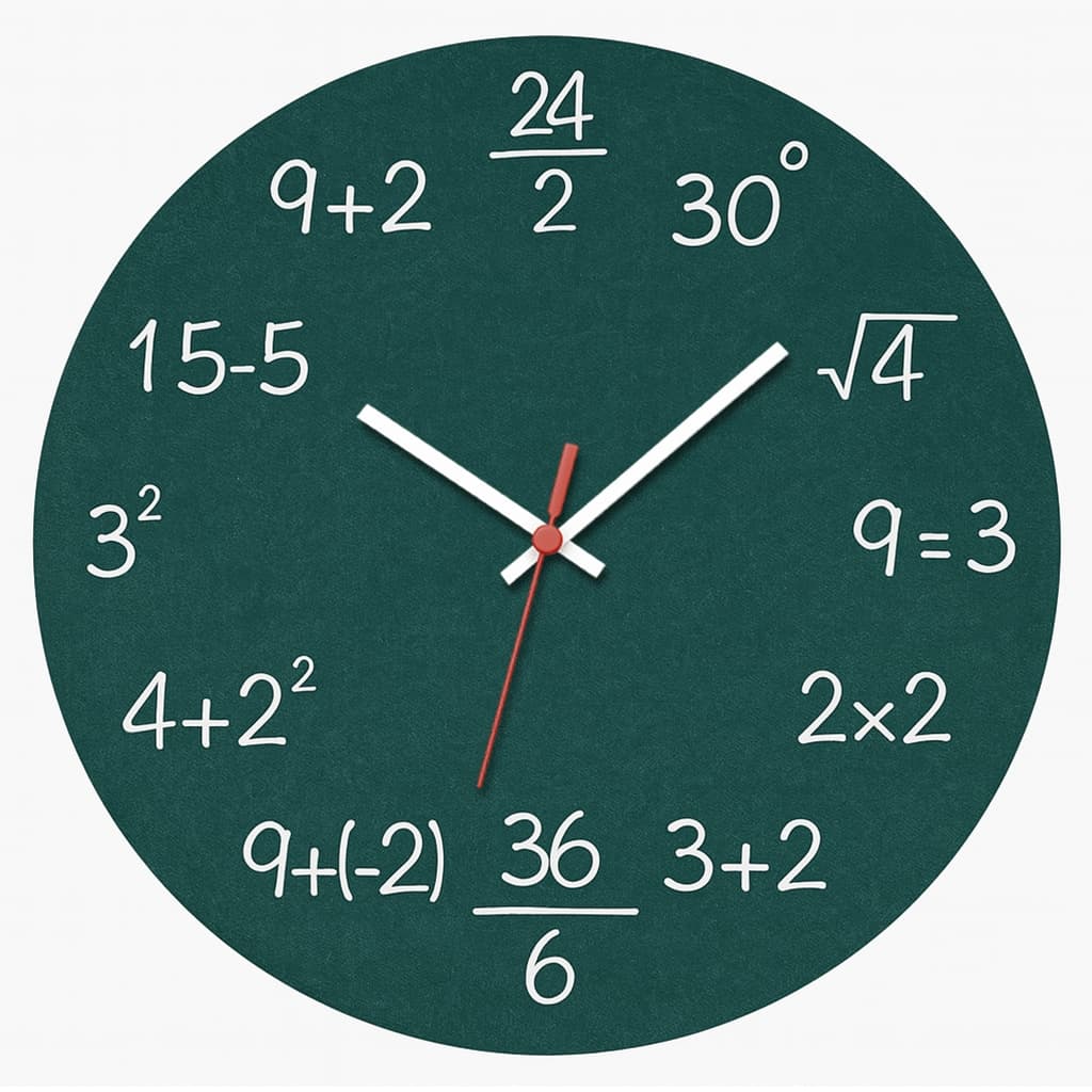 Relógio de Parede Decorativo Matemática Pendulart 29cm Adesivado Silencioso