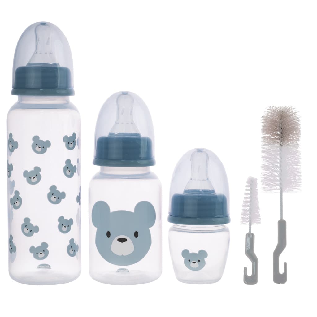 Kit 3 Mamadeiras 250/150/40ml Com Escova de Limpeza Menino Menina Chuquinha