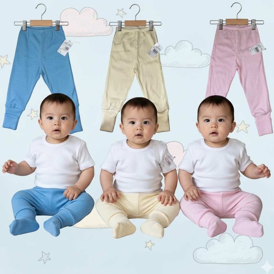 Kit 3 Calças Com ou Sem Pé Cores Variadas  - Baby Duck Confort - 100% Algodão