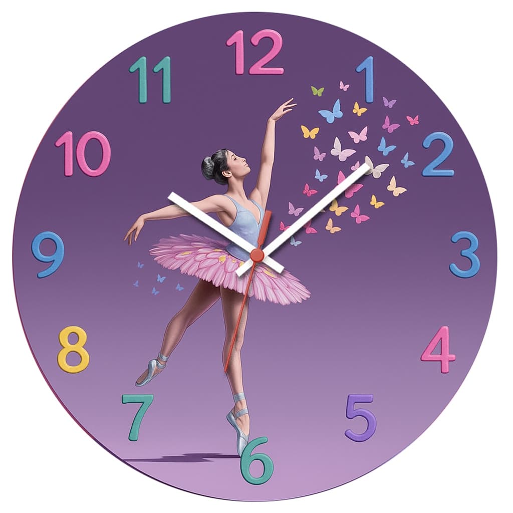 Relógio de Parede Decorativo Dança Pendulart 29cm Adesivado Silencioso