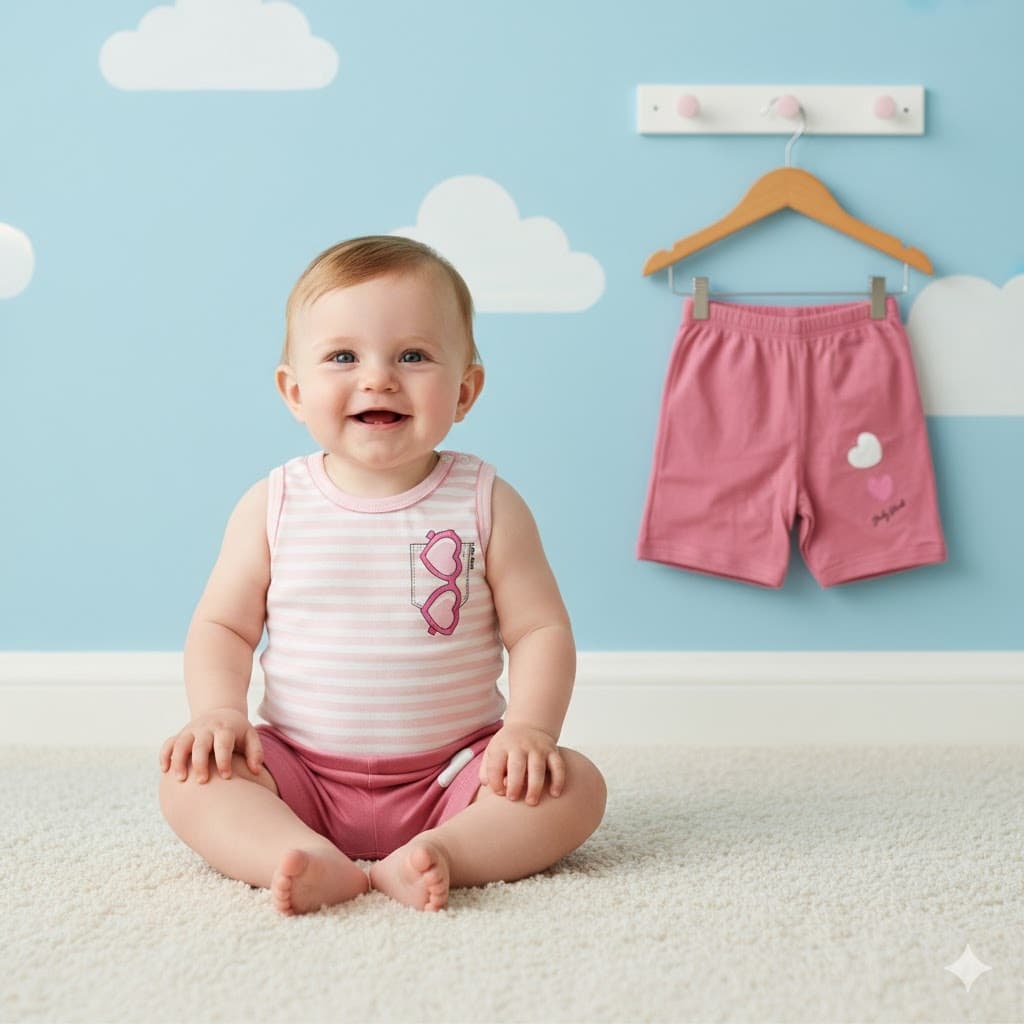 Conjunto Body Cavado e Short Infantil Estampado Óculos - Baby Duck - 100% Algodão