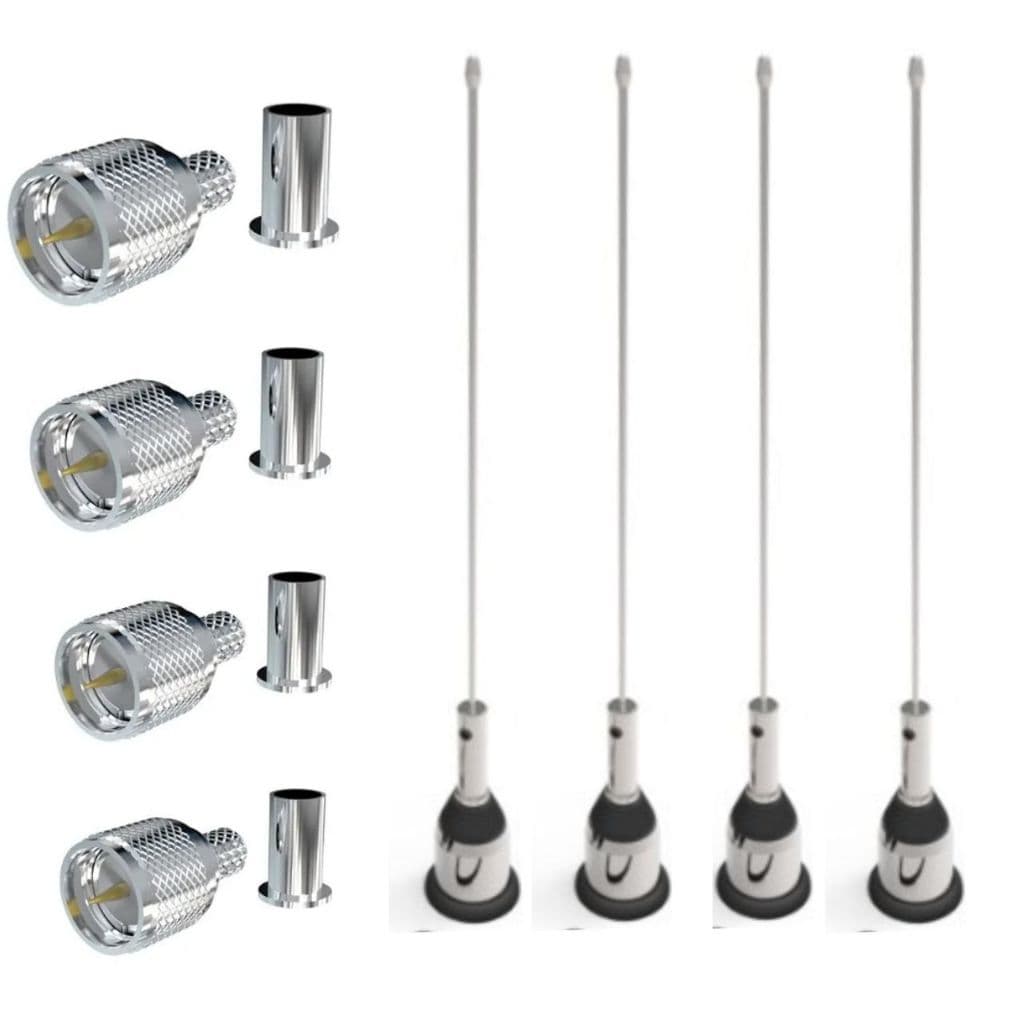 kit 4 antena móvel 1/4 de onda vhf-fm foguetinho só parte de cima Móvel sl antena  e 4 conector