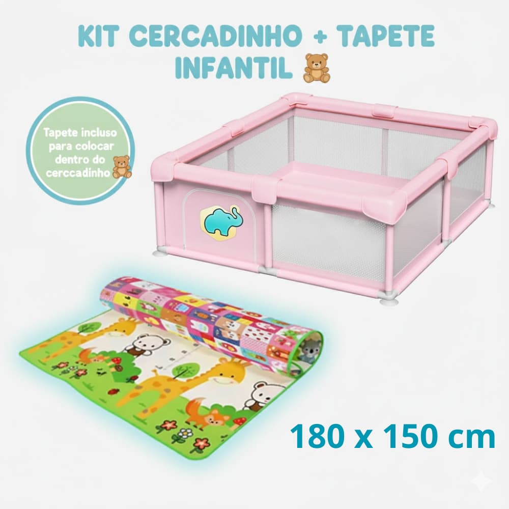 Cercado Para Bebê Grande 150x180cm | Cercadinho Portátil Seguro Chiqueirinho Infantil Menino Menina
