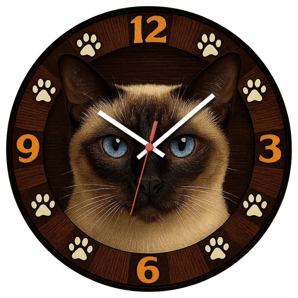 Relógio de Parede Decorativo Gatos Pendulart 29cm Adesivado Silencioso