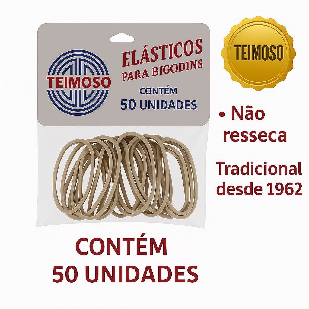 Elástico para Bigodins e Penteados Teimoso Resistente e Tradicional Contem 50 unidades