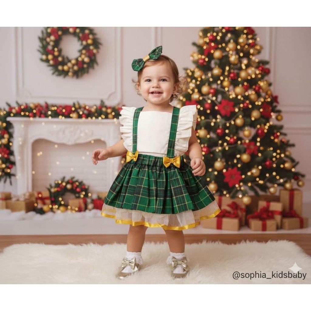 Romper Natalino Verde/Dourado - Luxo Natal - Natal