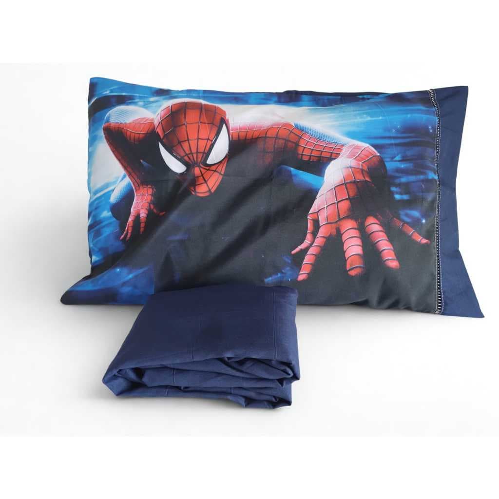 Jogo de Lençol Solteiro Infantil Homem-Aranha 2 Peças Ponto Palito Toque Macio