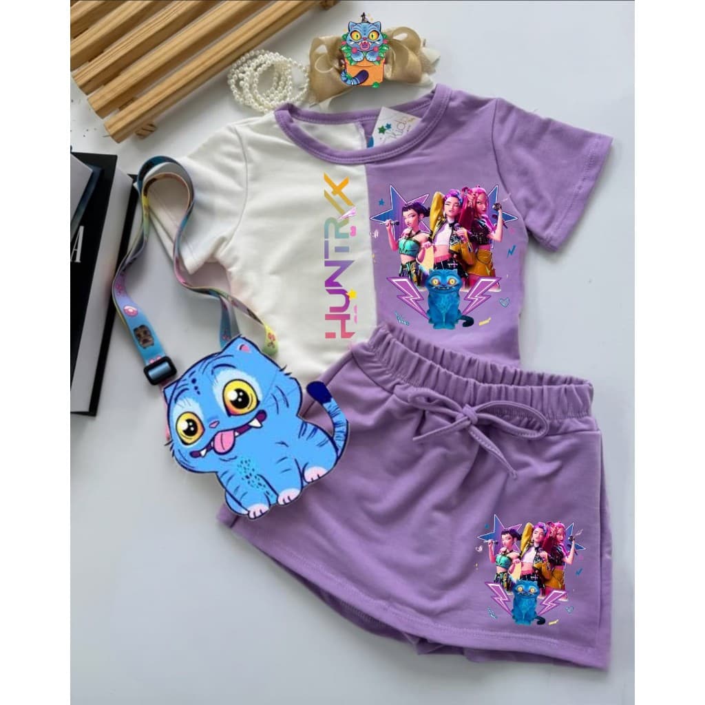CONJUNTO INFANTIL TENDENCIA MENINA BLUSA + SHORT SAIA