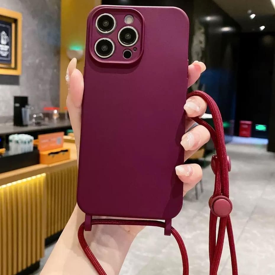 Capa Capinha de Veludo Luxo com Cordão  Protetora Aveludada para iPhone