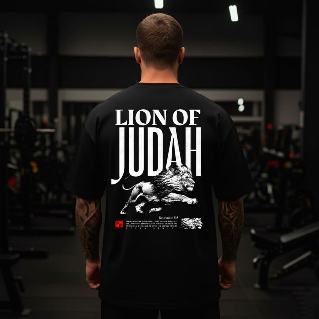 Camiseta Oversized Religiosa Leão De Judá 100% Algodão Estampa Cristã Envio Rapido