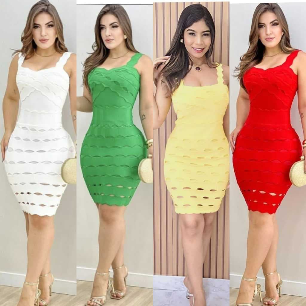 Vestido Curto Feminino Trico Modal Midi Tubinho Croche Trico Vestido Curto