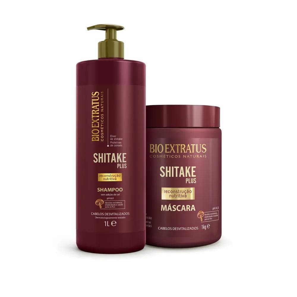 Kit Bio Extratus Shitake Plus Shampoo 1L + Mascara 1Kg – Reconstrução Nutritiva para Cabelos Danificados