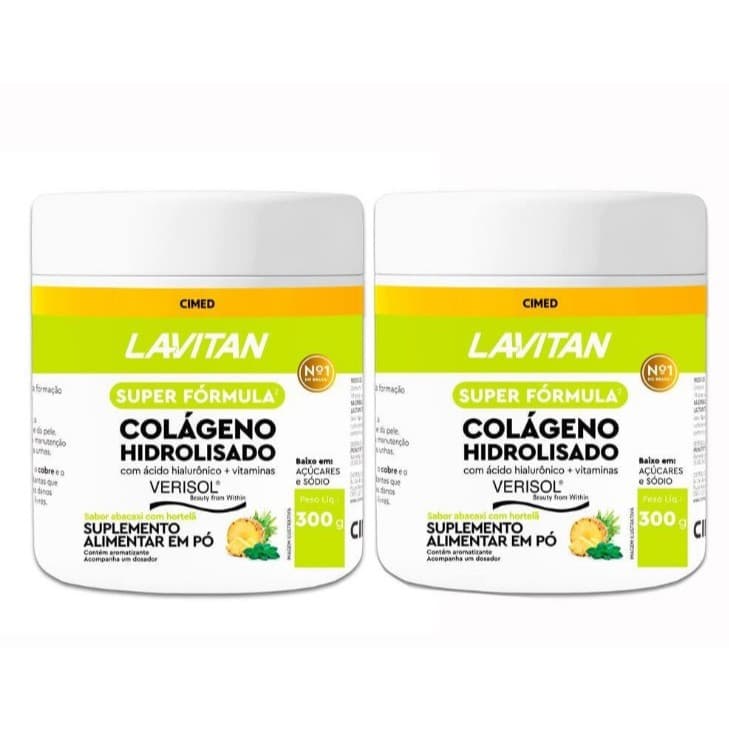 Kit 2 Lavitan Colágeno Hidrolisado Sabor Abacaxi com Hortelã 300g - Lavitan