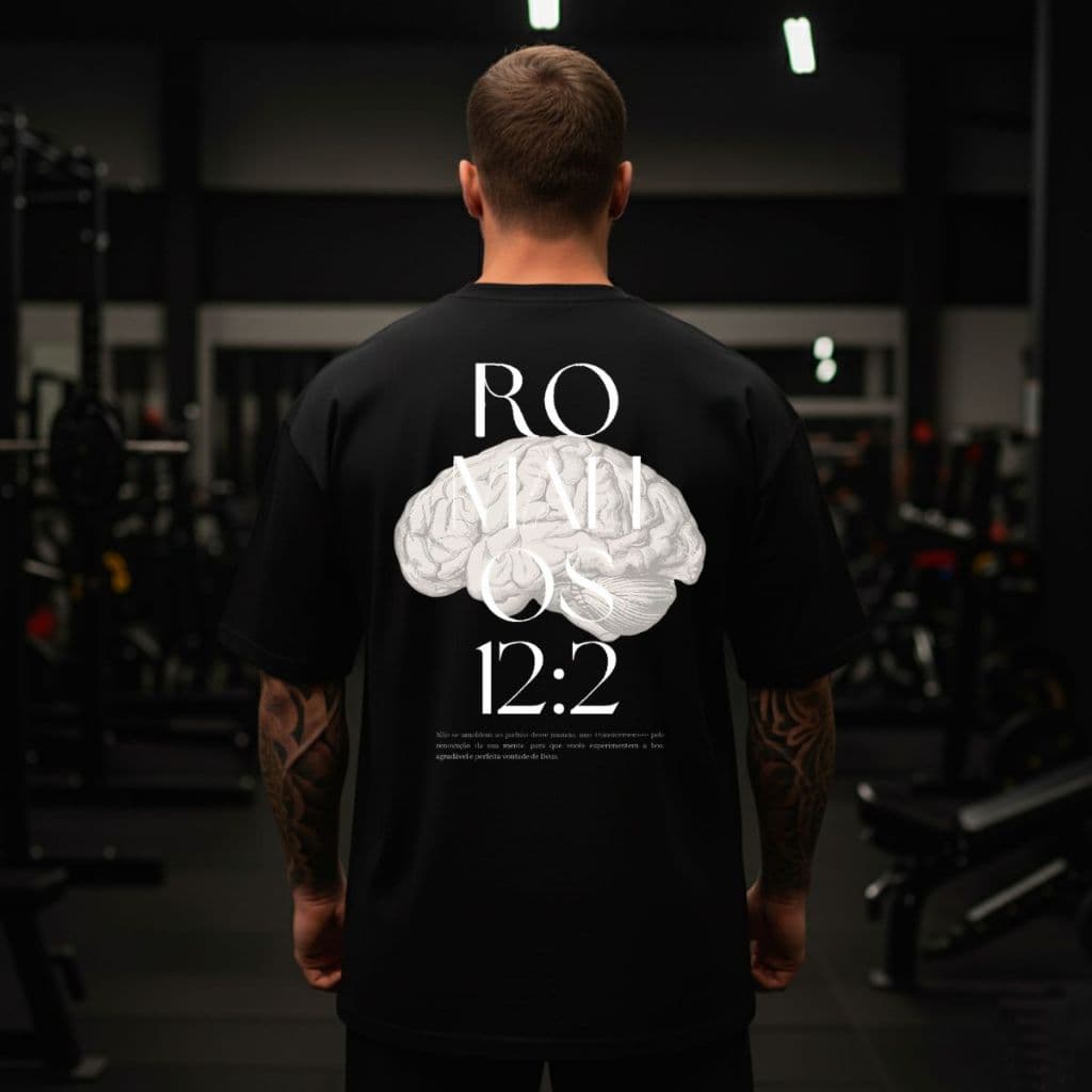 Camiseta Oversized Unissex Malha Premium Romanos 12:2 Fé e Estilo Streetwear Cristão Moderno