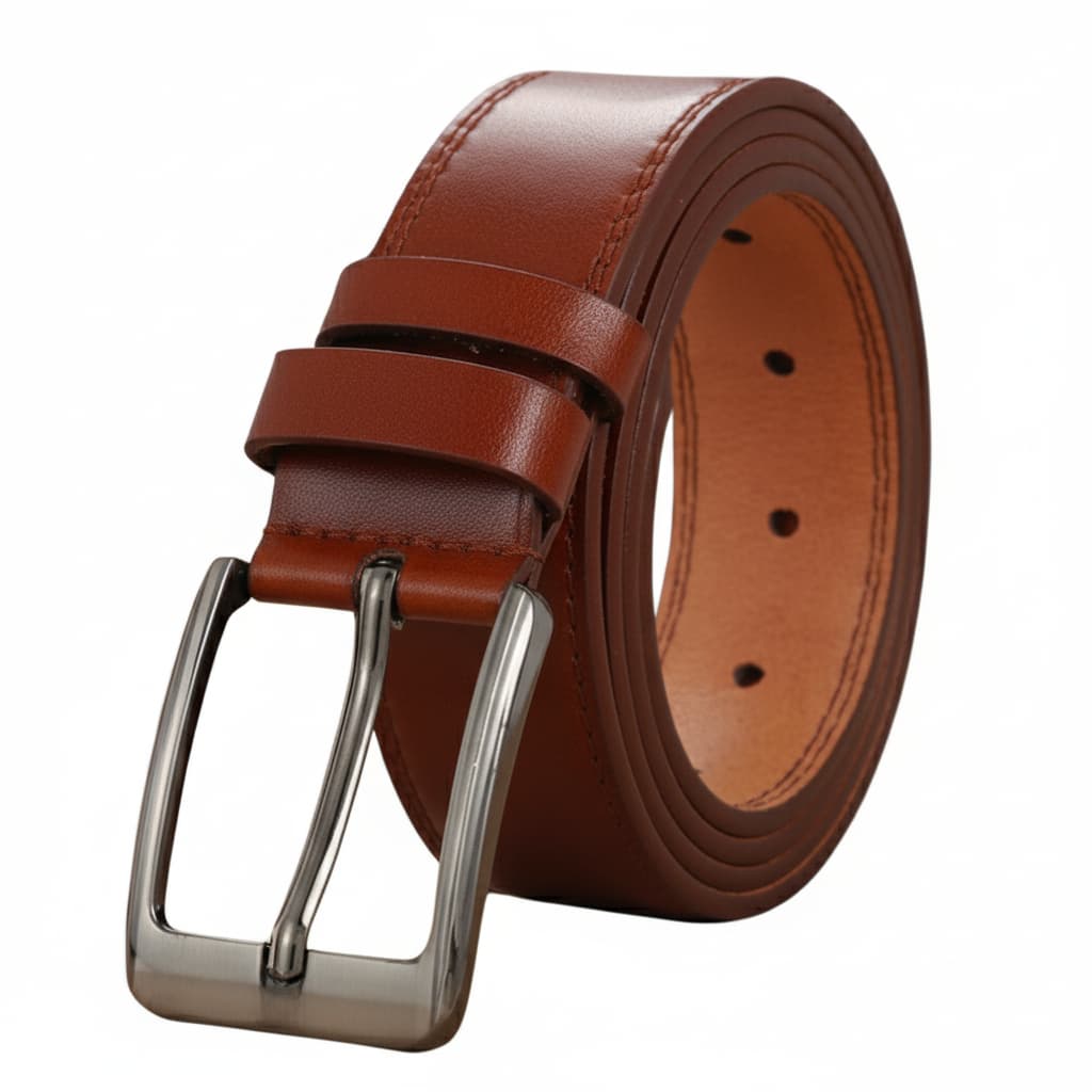 Cinto Social Masculino Couro Sintético Marrom Conhaque Elegante e Resistente