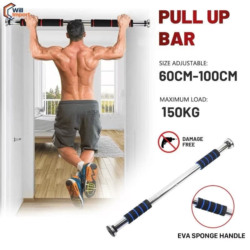 Barra De Porta Ajustável Flexão Fixa Ajustável Musculação 60 a 100cm