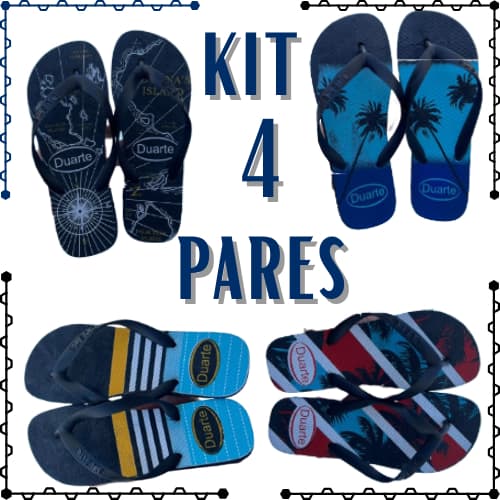 Kit 4 Pares de Chinelo Masculino Adulto Barato Promocao
