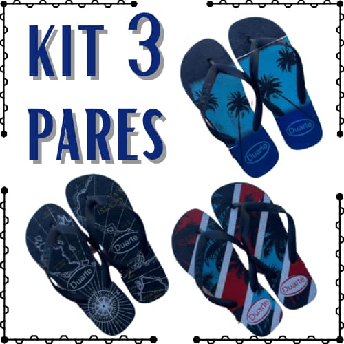 Kit 3 Pares de Chinelo Masculino Adulto Tira Grossa Envio Imediato
