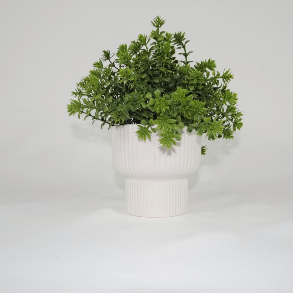 Vaso Com Planta Artificial Verde - Enfeite De Prateleira