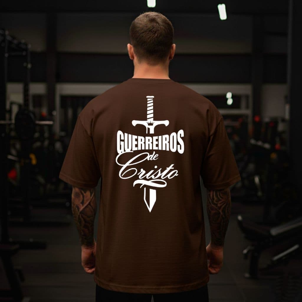 Camiseta Oversized Gospel Masculina Guerreiros de Cristo Blusão 100% Algodão Envio Rápido