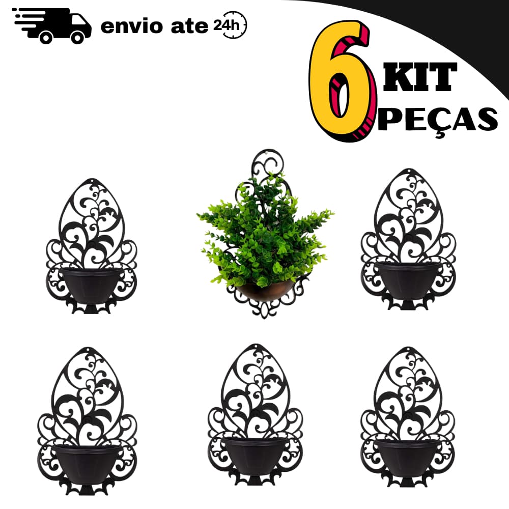 kit 6 Vaso Decorativo para Parede para Varandas Plantas Suspensas Jardinagem Arandela