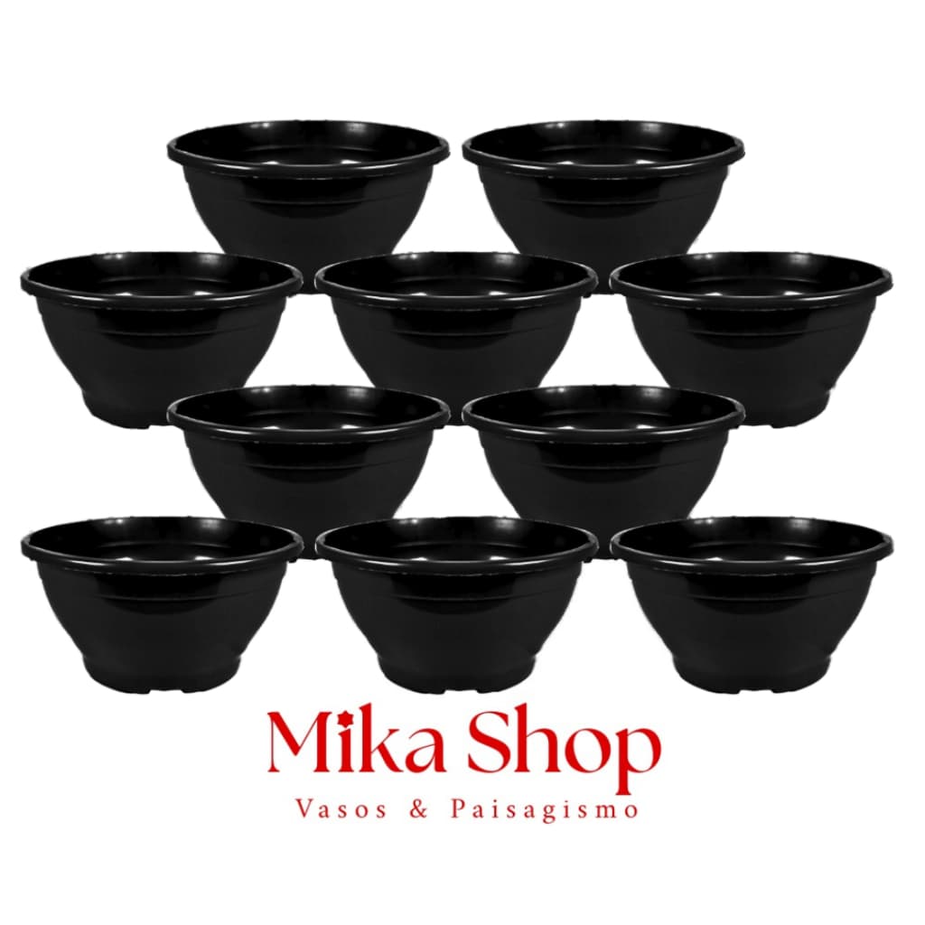 Kit 50 Vasos Plásticos Cuia 18 de 1,2 Litros Cor Preta Plasticas Para Suculentas, Violetas, Cactos