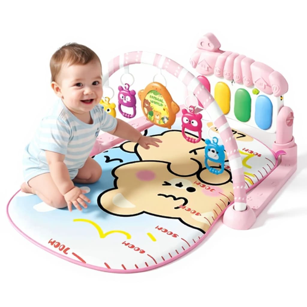 Tapete de Atividades Musical com Piano Interativo Rosa - Desenvolvimento Sensorial para Bebês