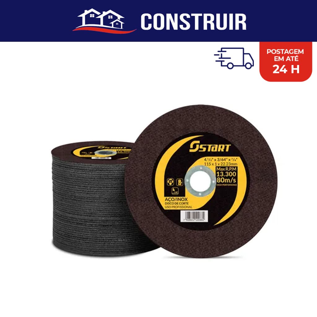 Kit Disco De Corte Fino Inox 4.1/2 X 1,0 Esmerilhadeira 5 10 20 Peças Ferro Metalon