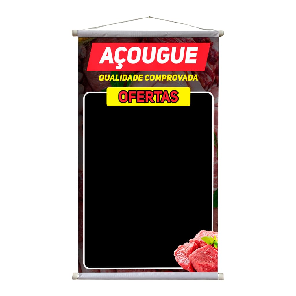 Banner 50x80 Para Açougue Tabela Preço Carnes Placa C/tubete