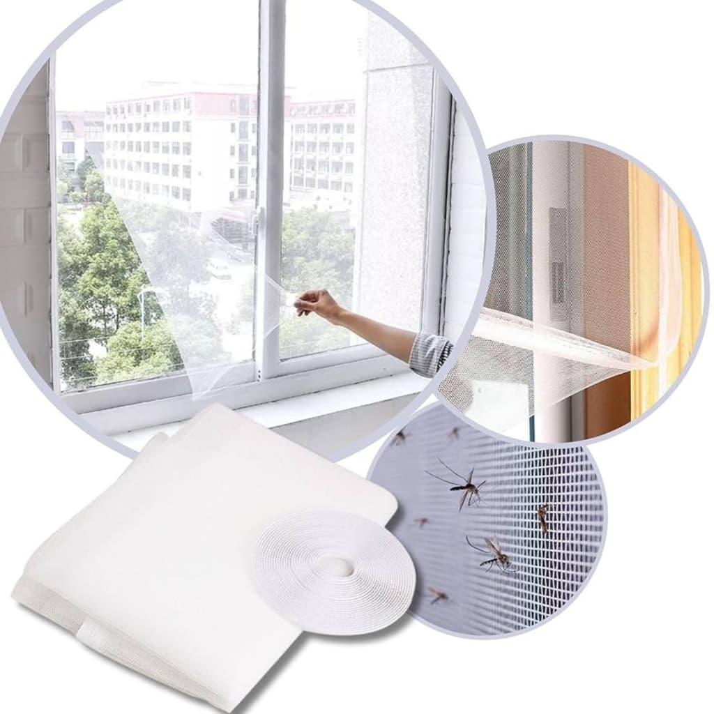 Tela Mosquiteira Janela Autocolante Ajustável Lavável 1 Unidade 1,5m x 1,3m –  com Fixação Fácil e Ajustável