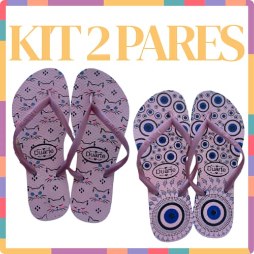 Kit 2 Pares SORTIDOS Chinelo Sandália Feminino Primavera Verão