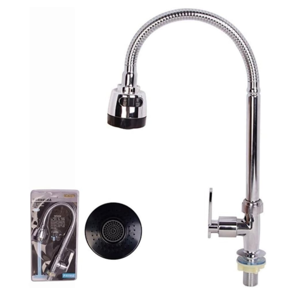 Torneira Flexível de Mesa para Cozinha Inox com Ducha e Pescoço Design Moderno e Alta Durabilidade