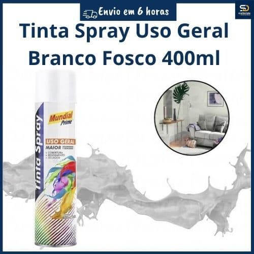 Tinta Spray Multiuso Mundial Prime 400ml - Branco Fosco