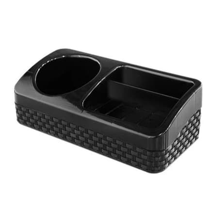 Porta Detergente, Esponja e Sabão Rattan Preto com Base TOY 25852