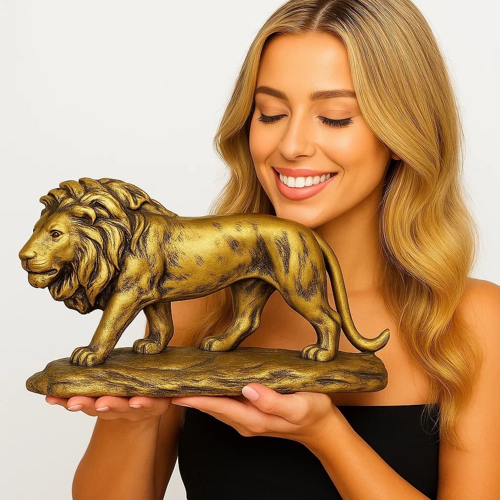 Estatueta Leão Realista Decorativo Sala Casa Presente CHEGOU NO BR