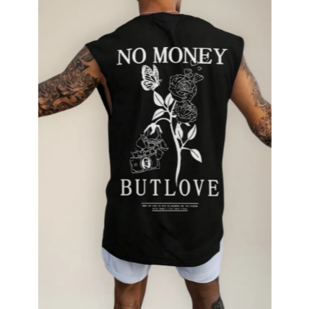 Camiseta Regata Oversized Machão No Money Camisa Verão Sem Manga