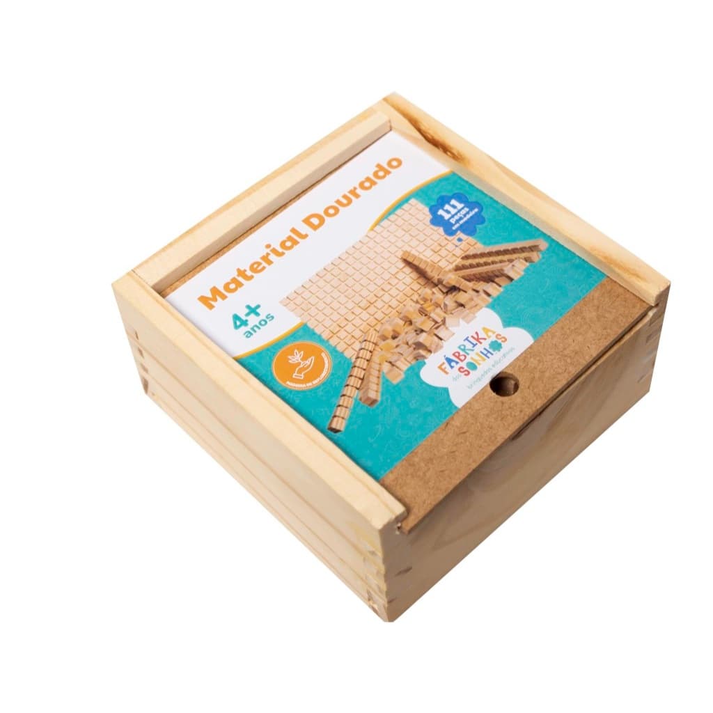 Material Dourado Educativo 111 Peças | Madeira Reflorestada | Aprendizado Pedagógico Matemática | 13x13x5cm