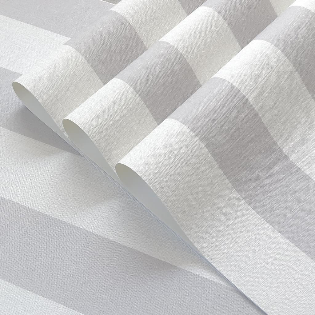 Papel de Parede Listrado Cinza Claro - Rolo 10m x 53cm - Cola Inclusa - Rolo Importado Vinílico cobre 5m²