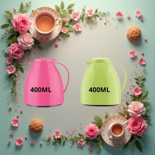 Bule Térmico Invicta Viena Baby 400ml com Gatilho Rosa Azaleia e verde