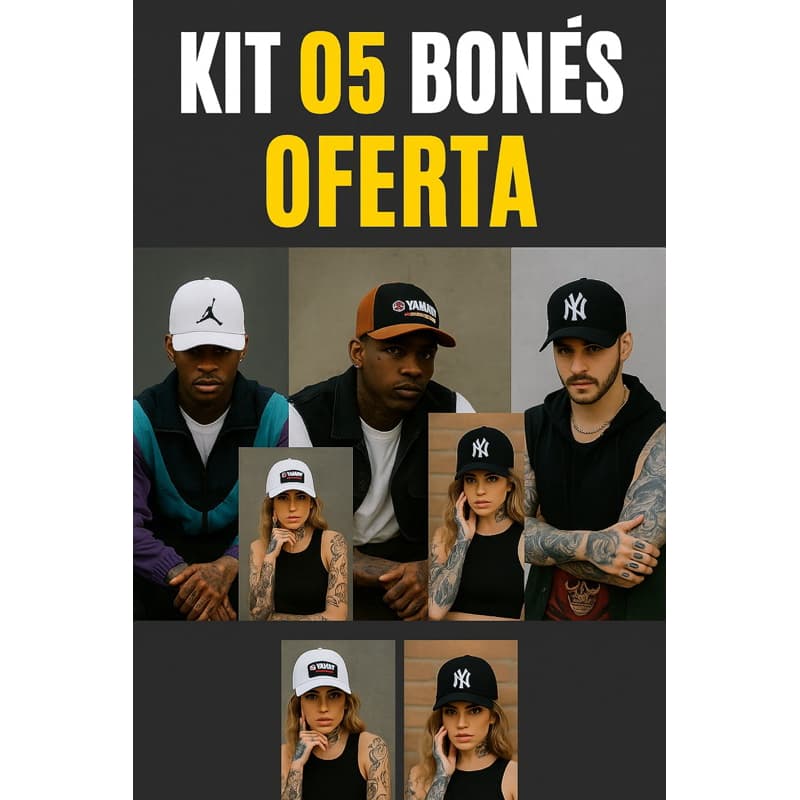 💥🚨kit 05 bonés top básicos estampa variadas masculino e feminino revenda